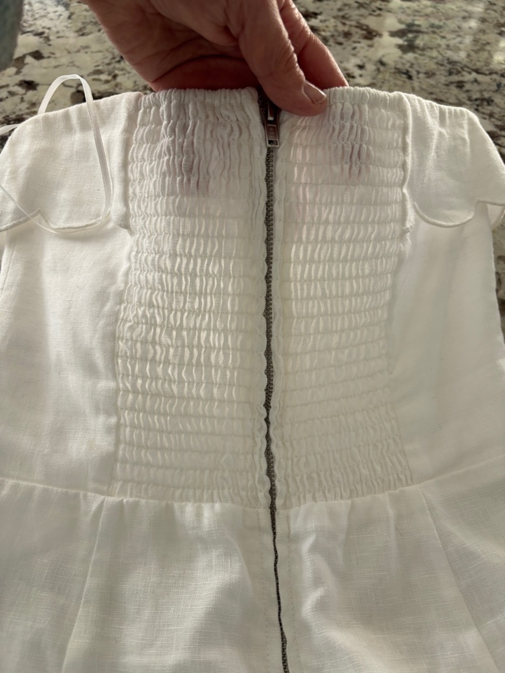 Reformation White Strapless Dress with scalloped detail - Picture 6 of 6